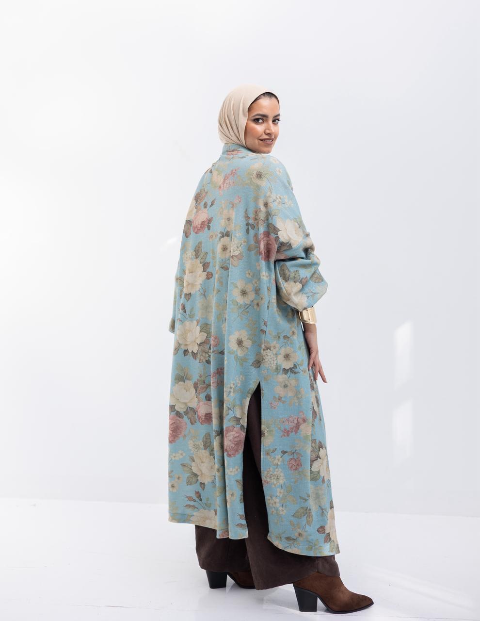 Knitted printed cardigan in Blue