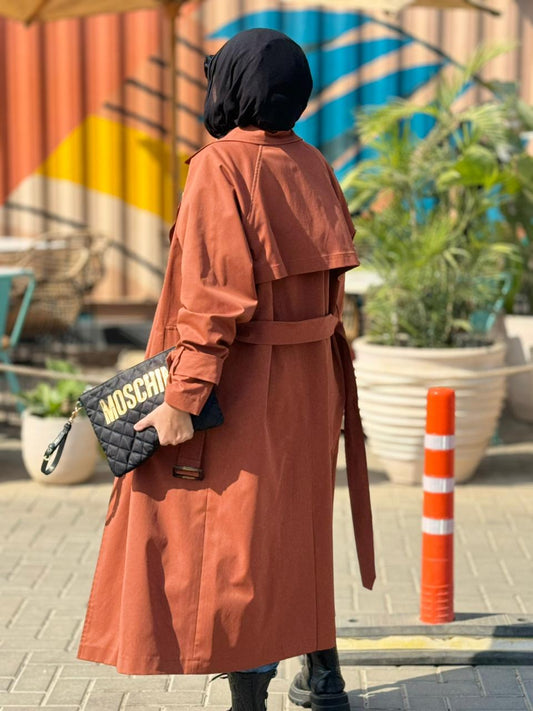 Rustic brown Trench coat Deep orange