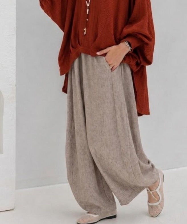 High low striped blouse Rustic orange