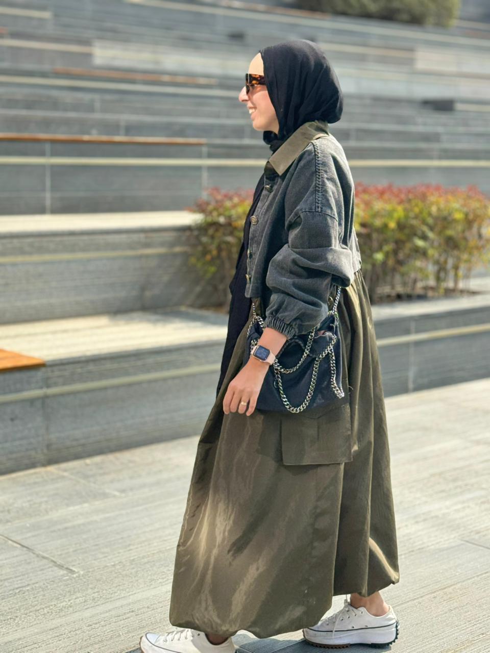 Denim waterproof balloon coat