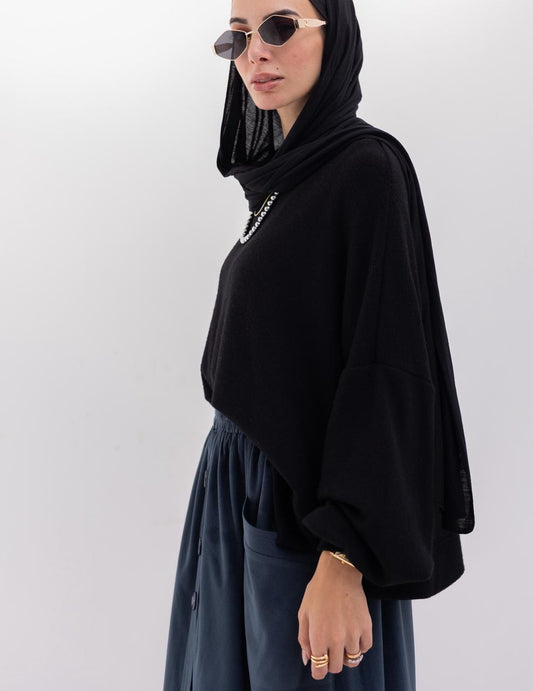 Cashmere knitted pullover in black