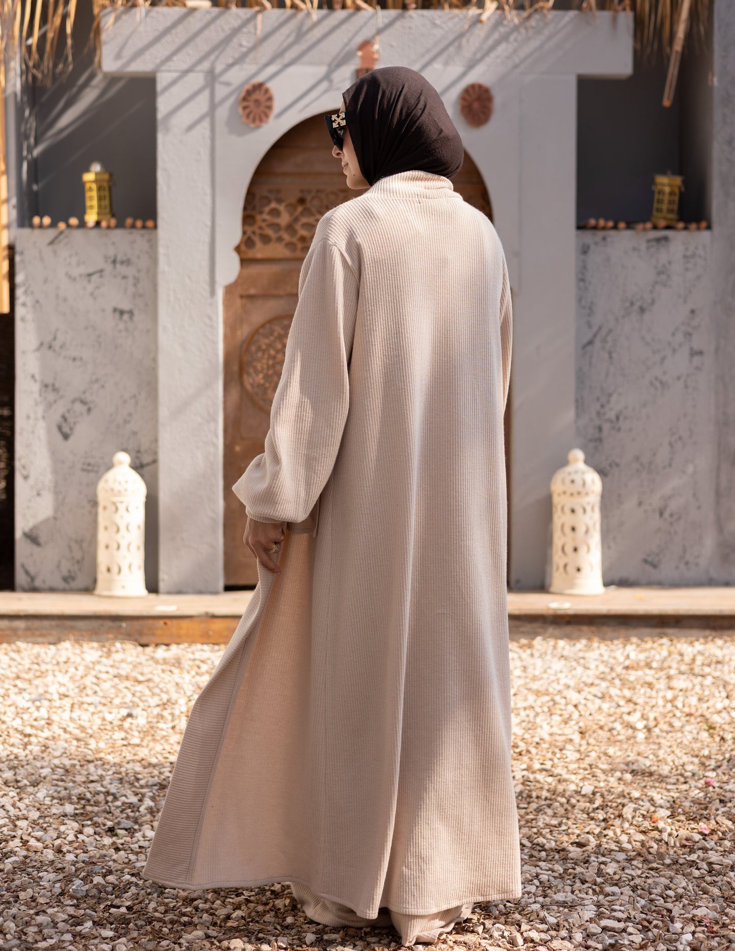 Woolen knitted Cardigan in Beige