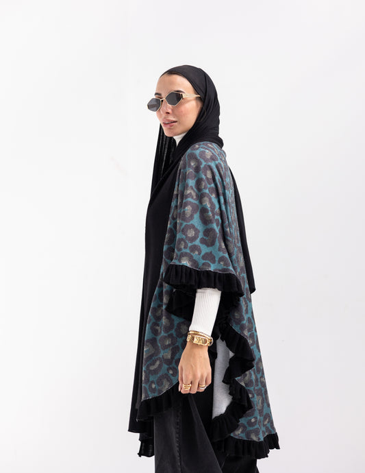 Animal print Poncho in Blue