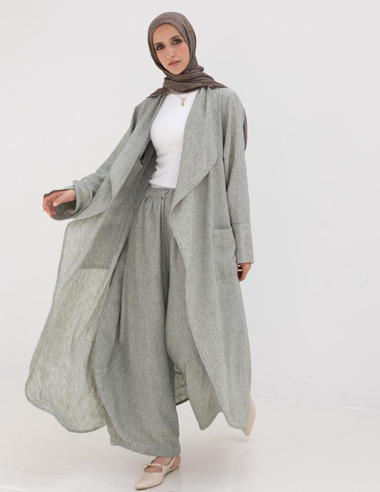 Long flowy Lenin cardigan in Olive
