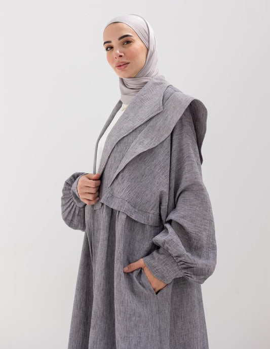 Trendy Lenin cardigan with golden dots in Gray