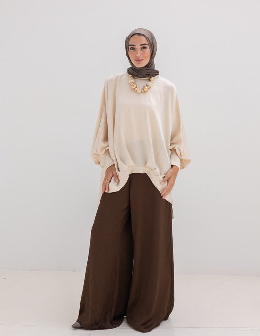 Evening wide leg pants in Brown