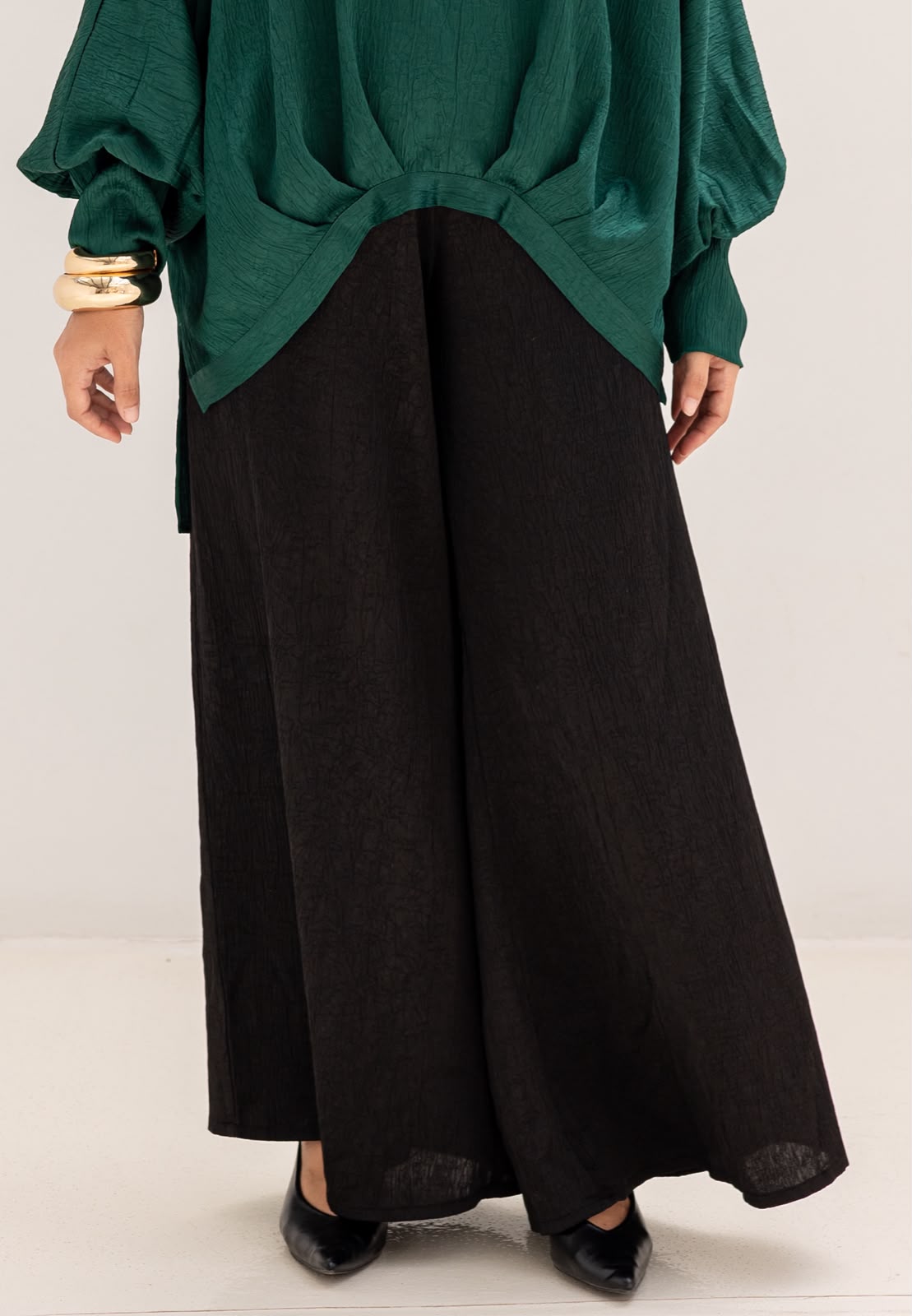 Evening wide leg pants in black