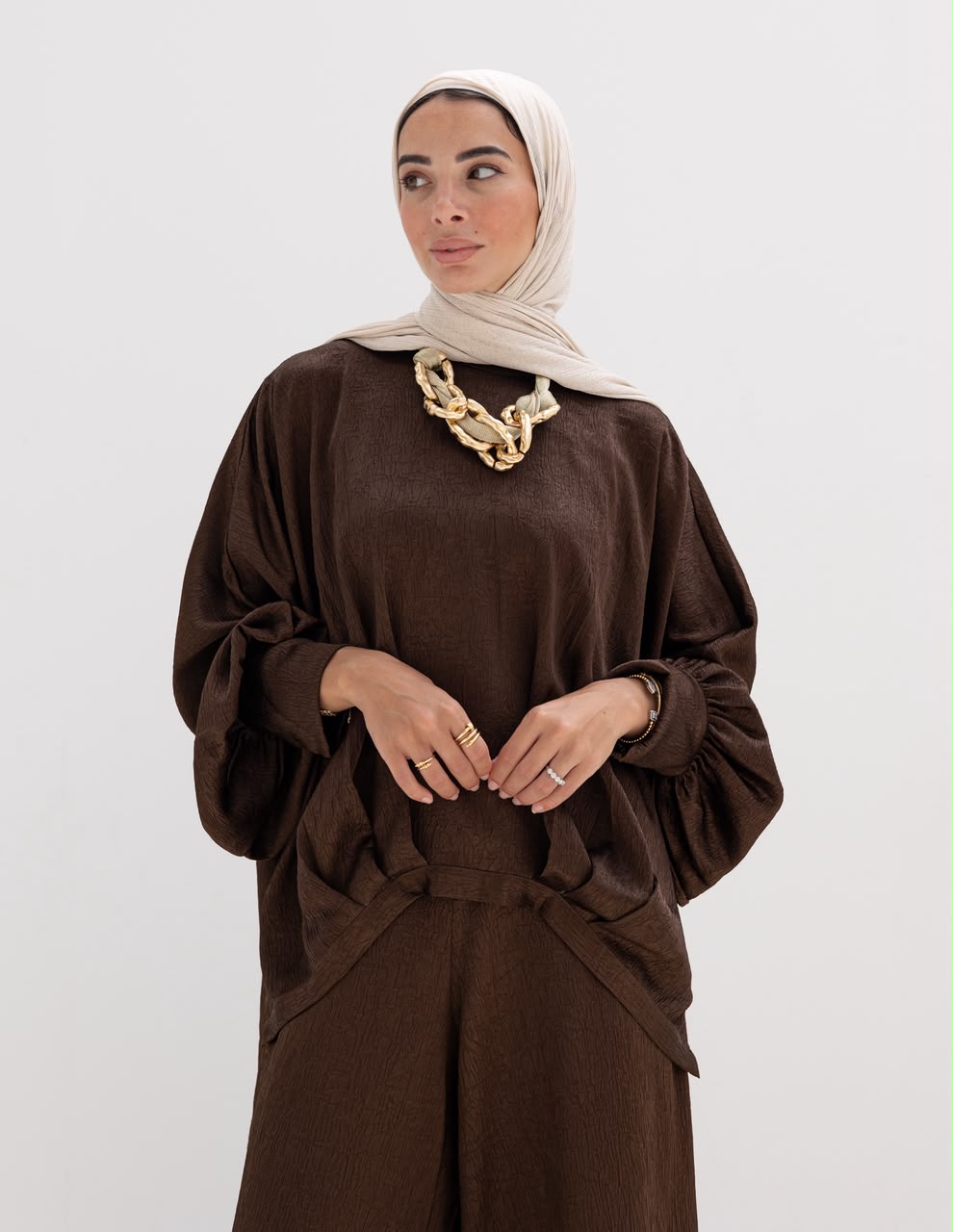 Evening High low blouse in Brown