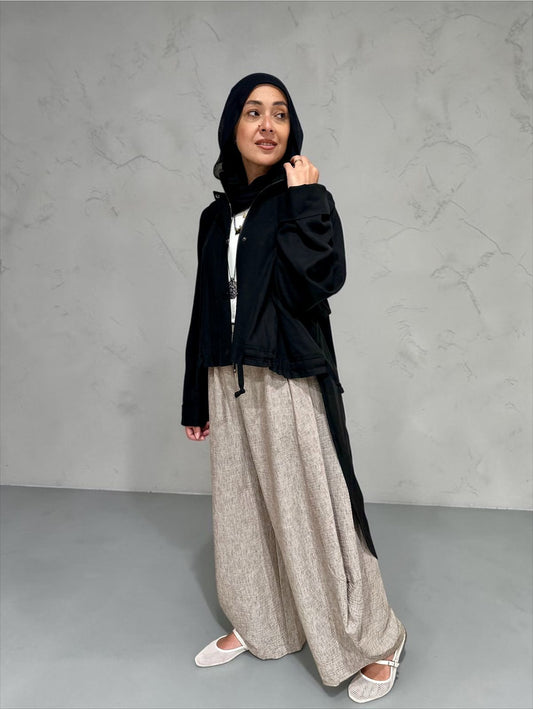 High low jacket with zipper in Black