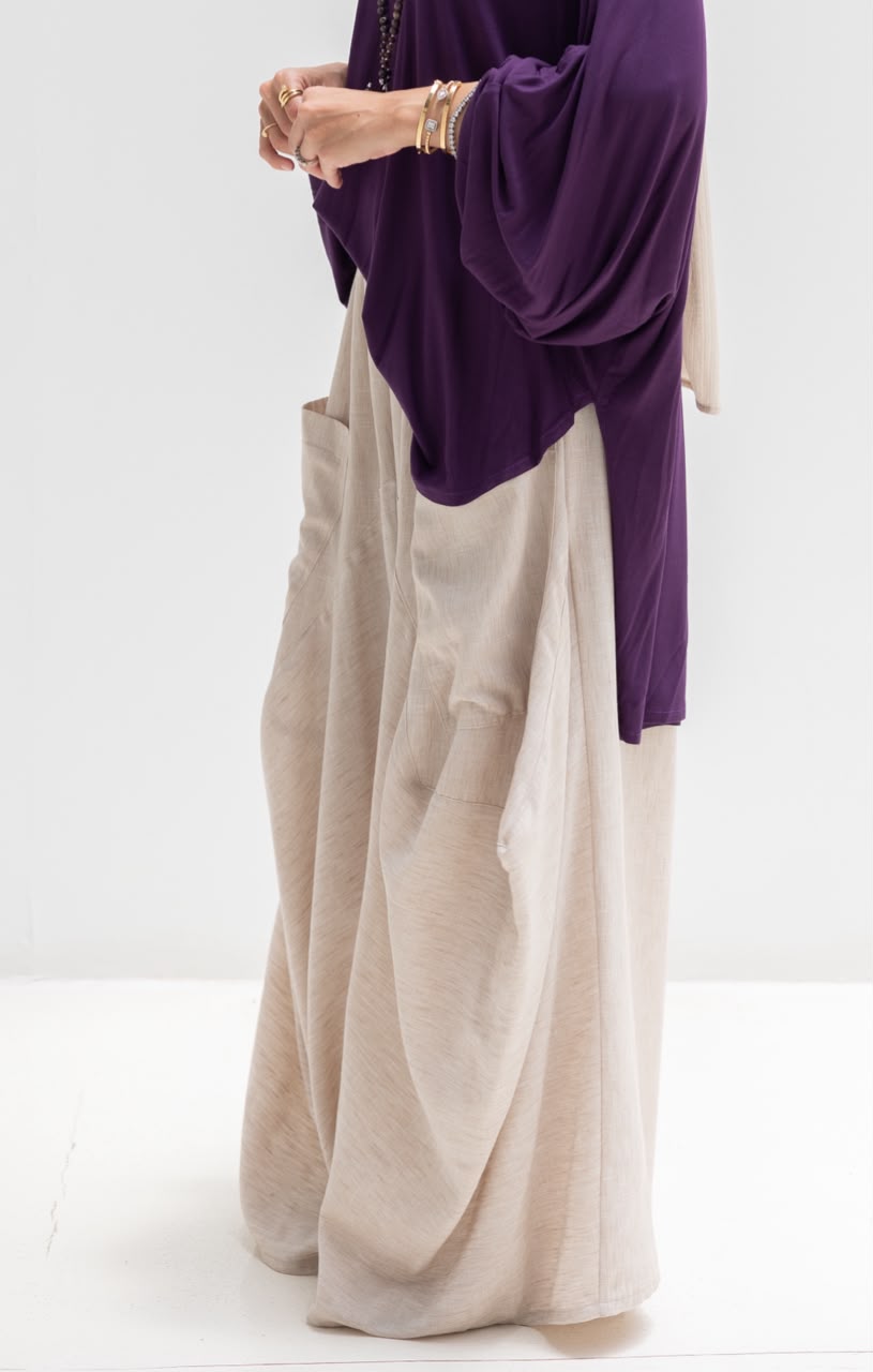 Boho wide leg Lenin pants in light beige