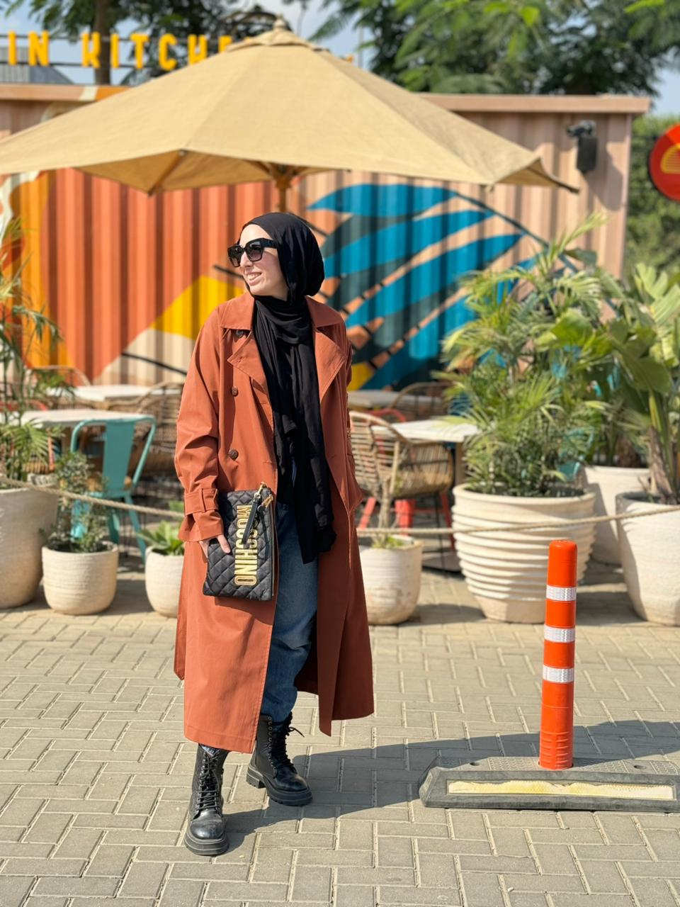 Rustic brown Trench coat Deep orange