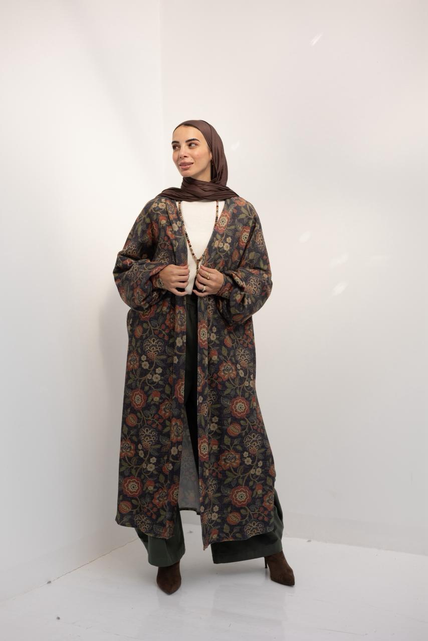 Knitted printed cardigan in Navy