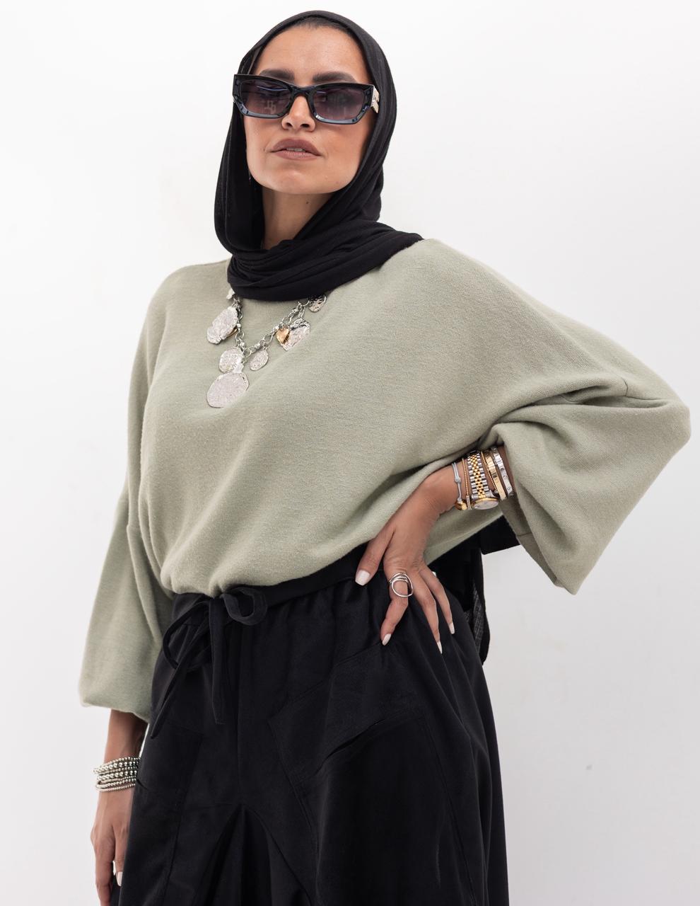 Cashmere knitted pullover in mint