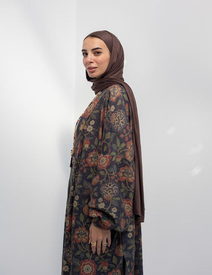 Knitted printed cardigan in Navy