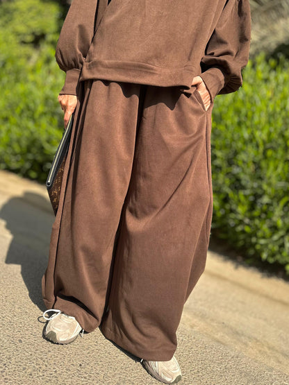 Winter stripped Velvet Set ( Brown)