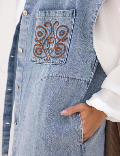 Denim vest With icon embroidery