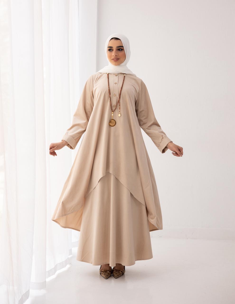 Velvet trio dress in Beige