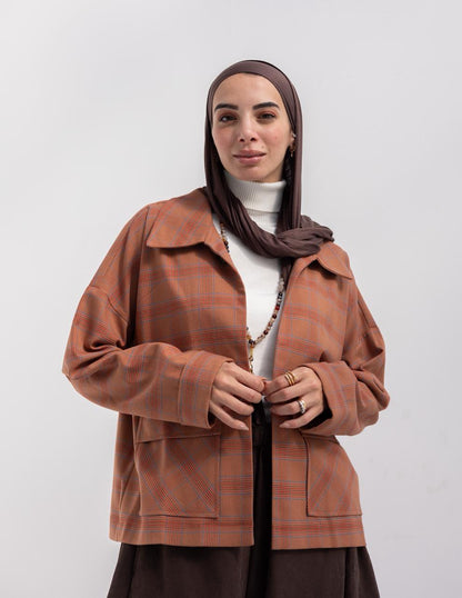 Checked woolen jacket