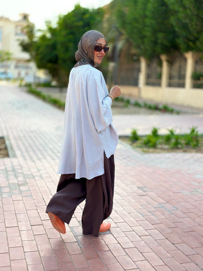 High low striped blouse Light Gray