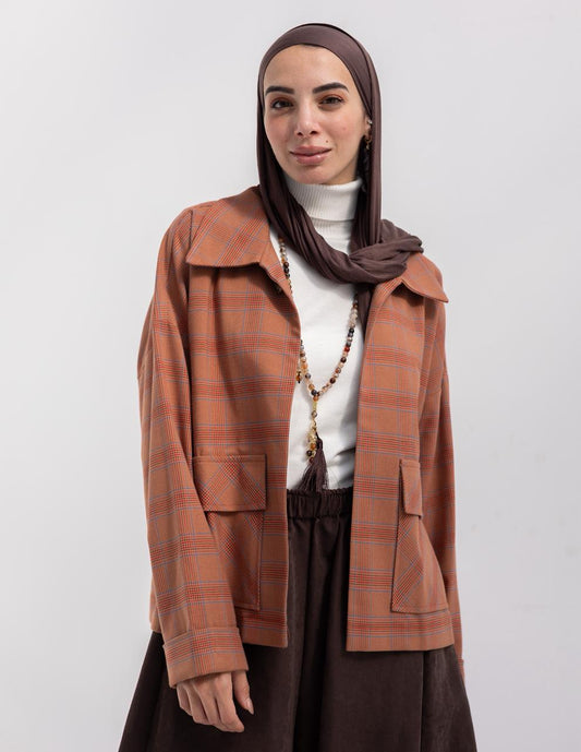 Checked woolen jacket