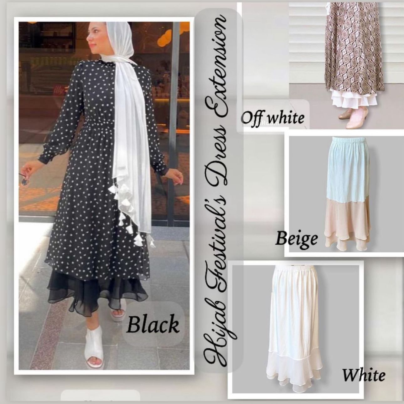 Chiffon dress  skirt extension in beige