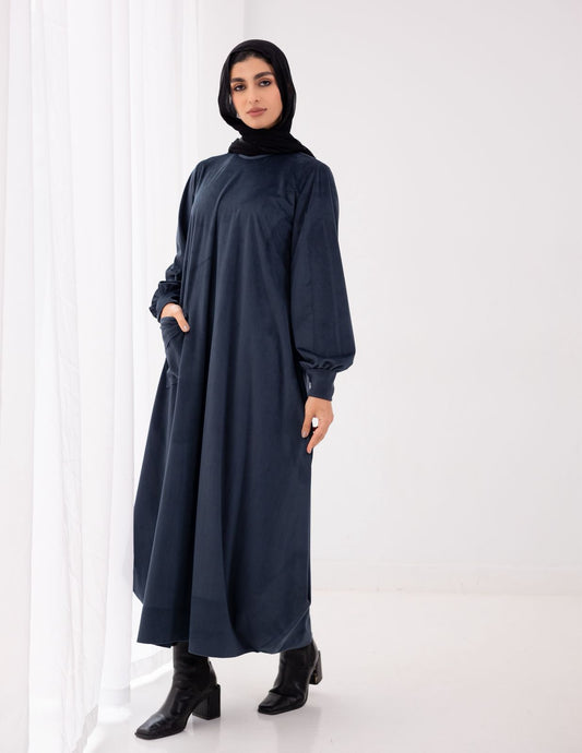 Velvet dress in Navy