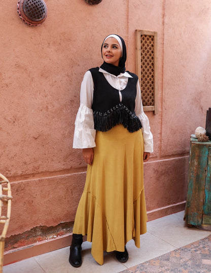 Asymmetrical skirt in Yellow