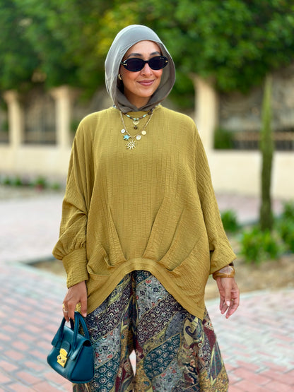High low striped blouse ( Mustard)