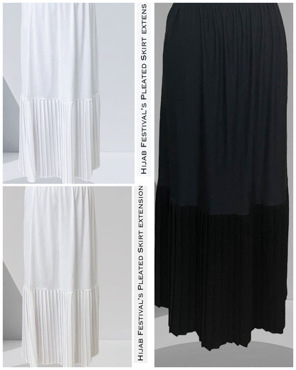 Pleated crepe extension in black