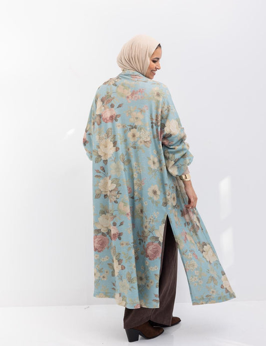 Knitted printed cardigan in Blue