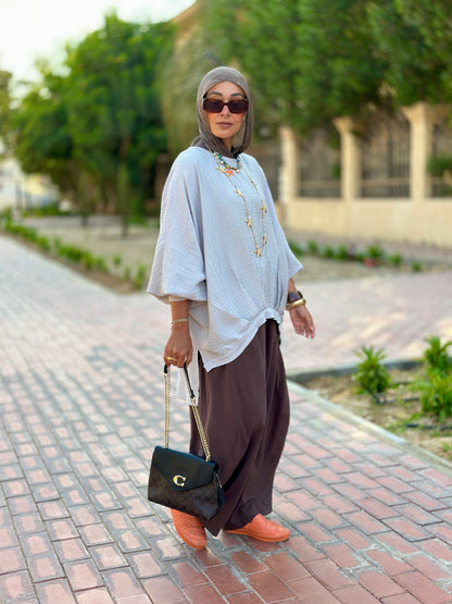 High low striped blouse Light Gray
