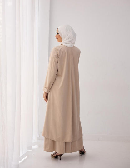 Velvet trio dress in Beige