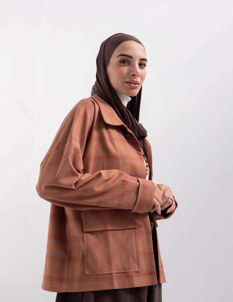 Checked woolen jacket