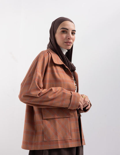 Checked woolen jacket