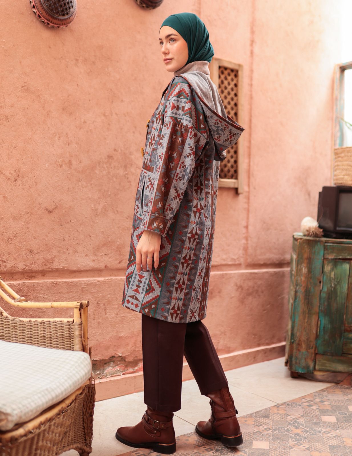 Woolen Mexican jacket in Red