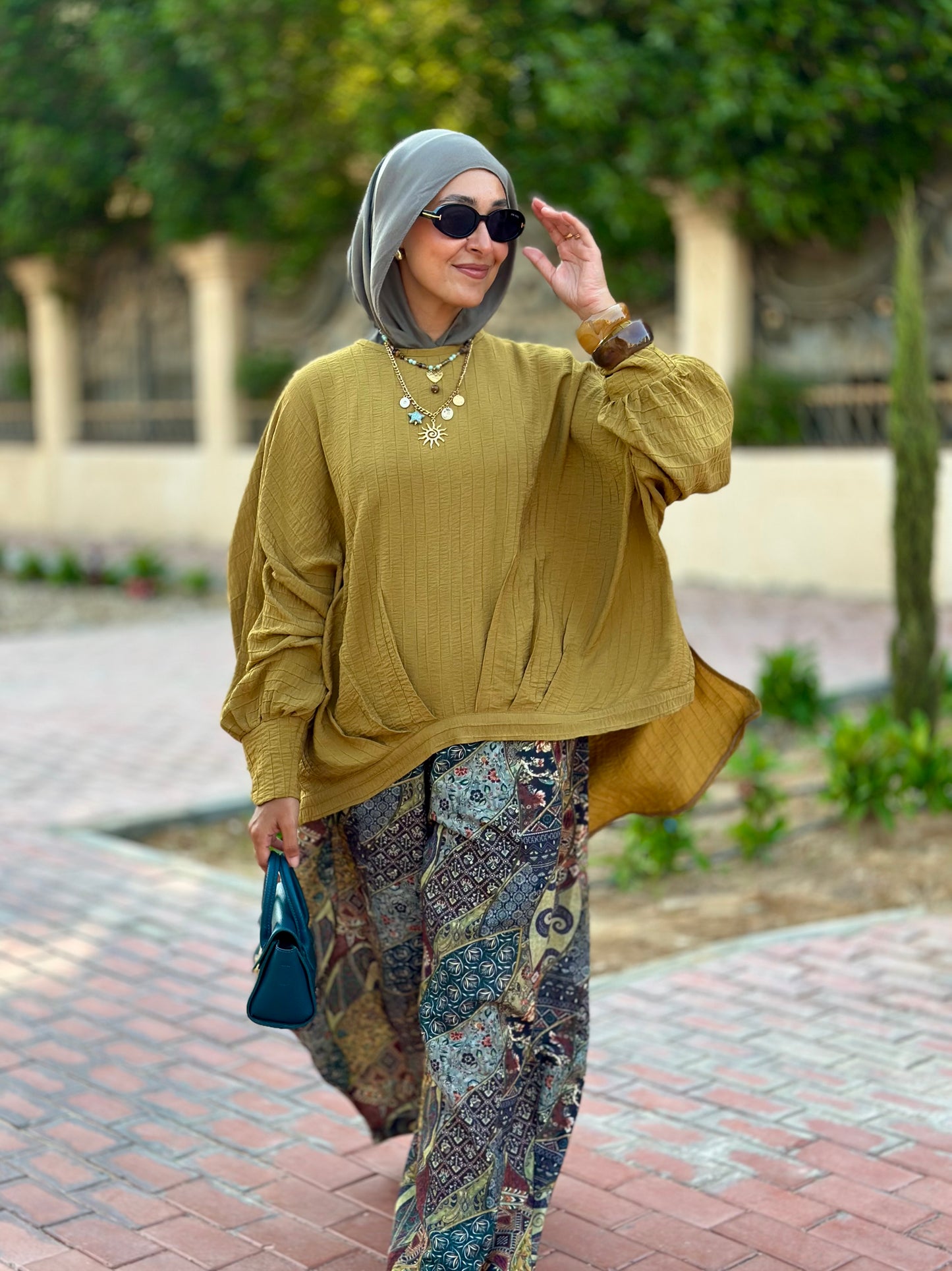 High low striped blouse ( Mustard)