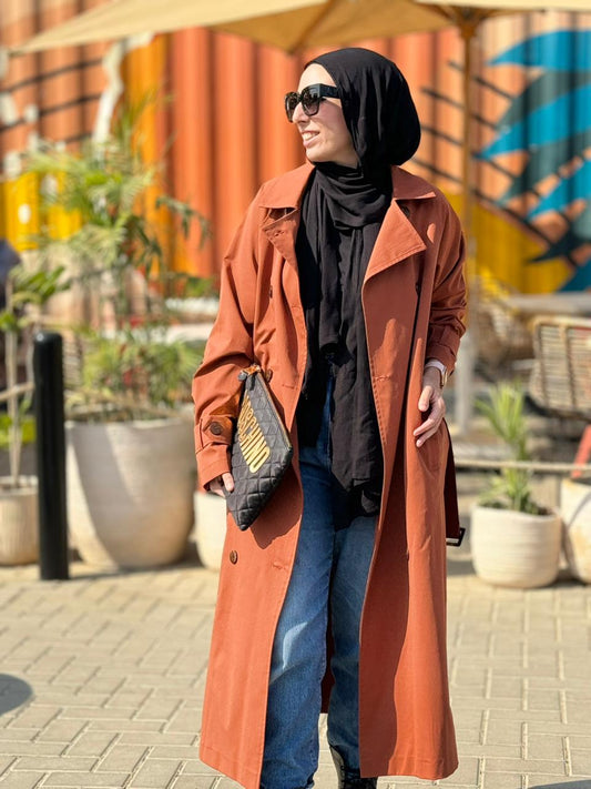 Rustic brown Trench coat Deep orange