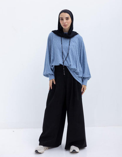 High low knitted pullover in Baby blue
