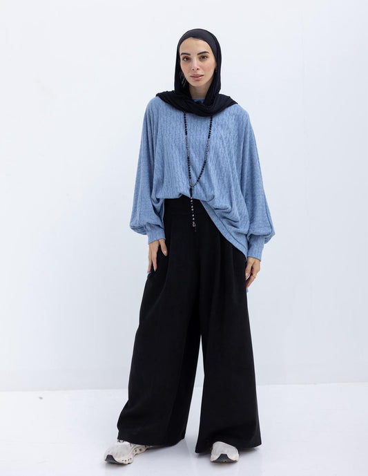 High low knitted pullover in Baby blue