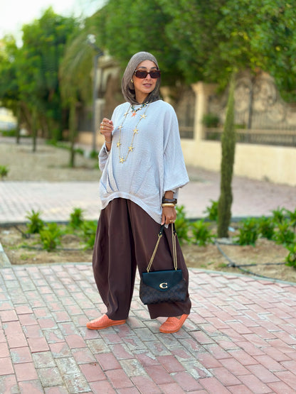 High low striped blouse Light Gray