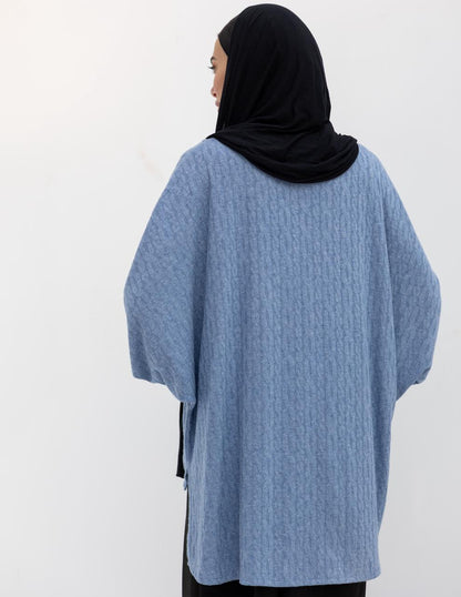 High low knitted pullover in Baby blue