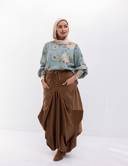 Floral knitted pullover in blue