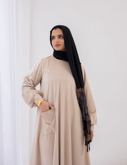 Velvet dress in Beige