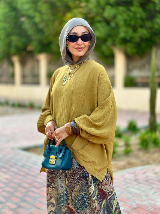 High low striped blouse ( Mustard)