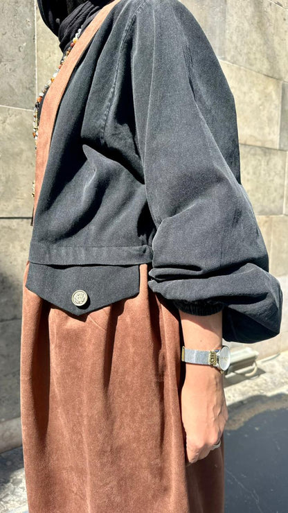 Denim & suede cardigan in Havan