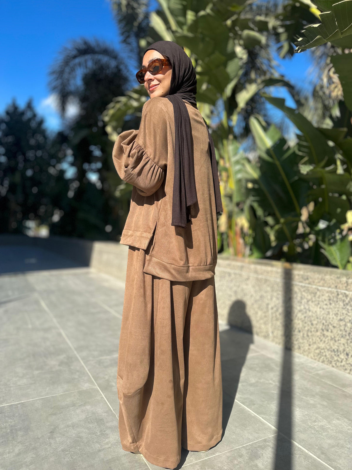 Winter stripped Velvet Set ( camel )