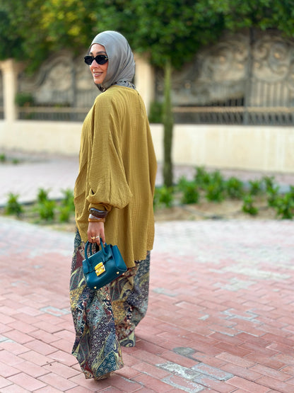 High low striped blouse ( Mustard)