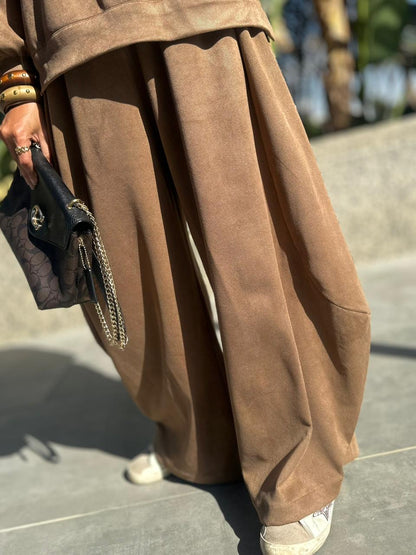 Winter stripped Velvet Set ( camel )