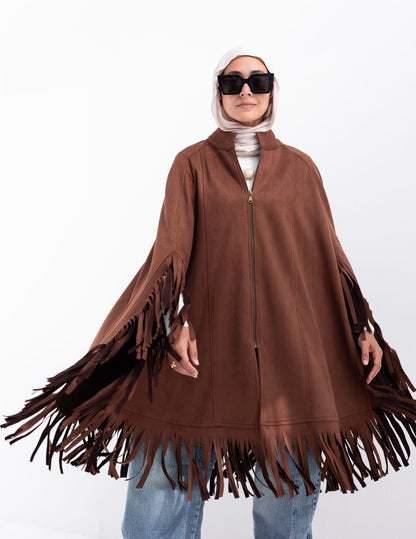Suede poncho in Brown