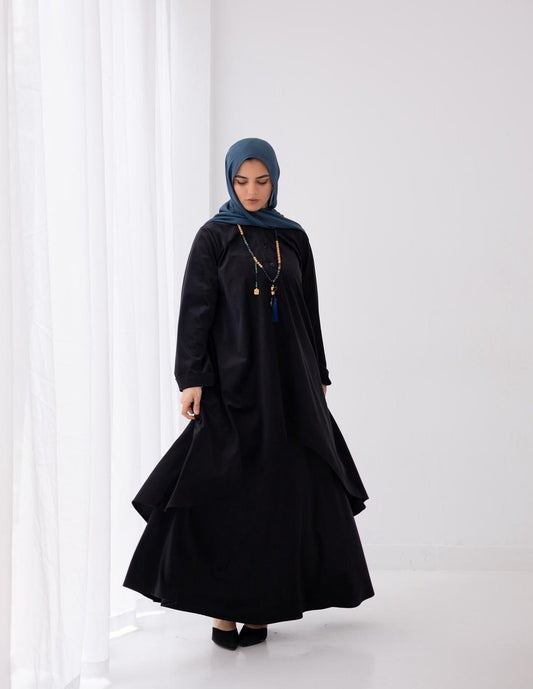 Velvet trio dress in Black